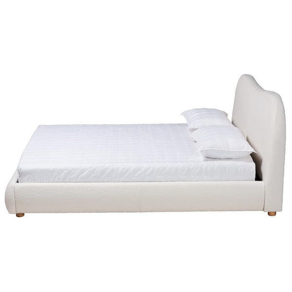 Maya White Wood Frame Queen Size Platform Bed
