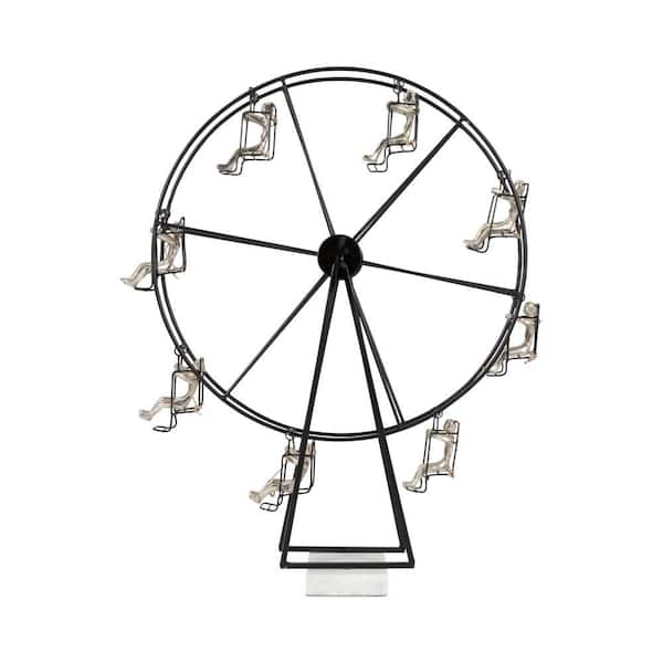 Liv & Skye Black 19 in. x 23 in. Metal Novelty Ferris Wheel with Seated Human Figures