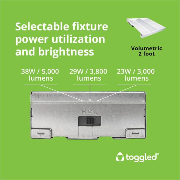 toggled 2 ft. x 2 ft., 5,000 Lumens, Integrated LED Troffer Light - CCT and Wattage Selectable (3500K/4100K/5000K)