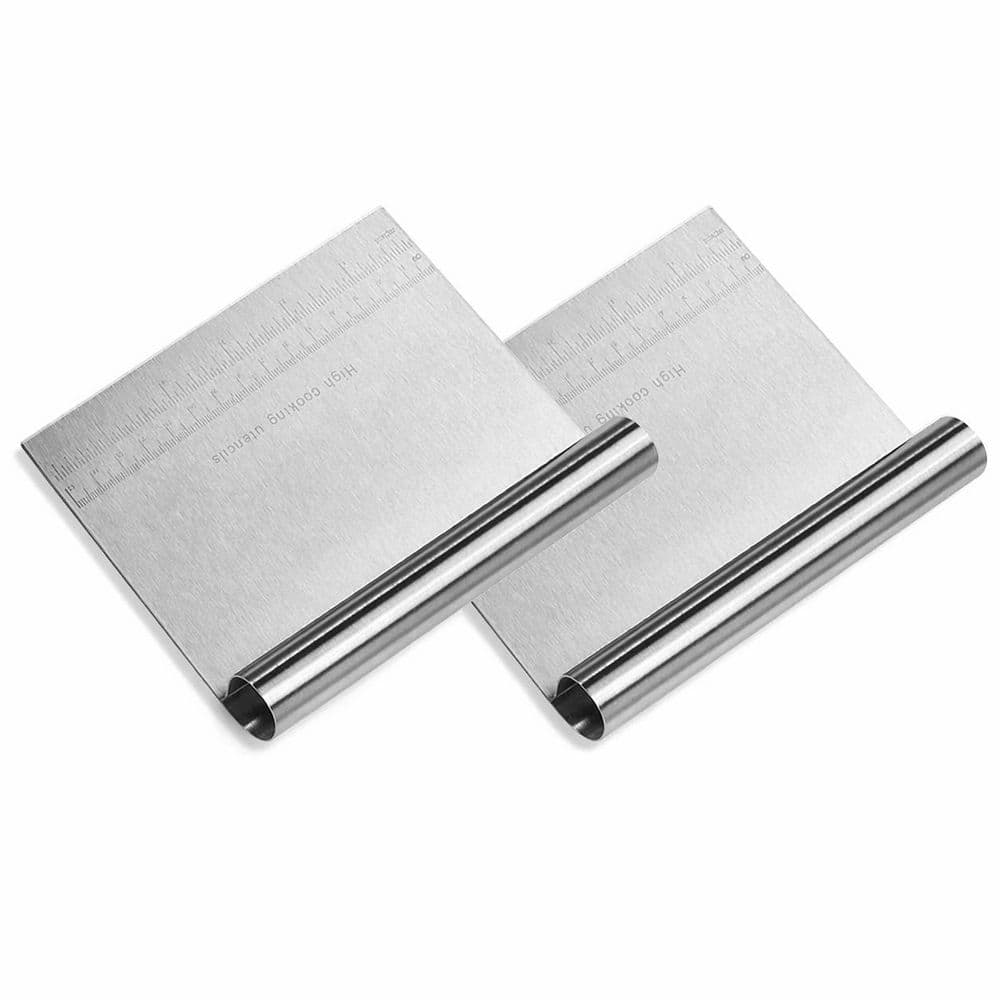 Stainless Steel Silver Pizza Bench Scraper Pastry Cutter with Measuring Scale, Multipurpose 2 Pack Baking Tool price history on PriceWatchPro