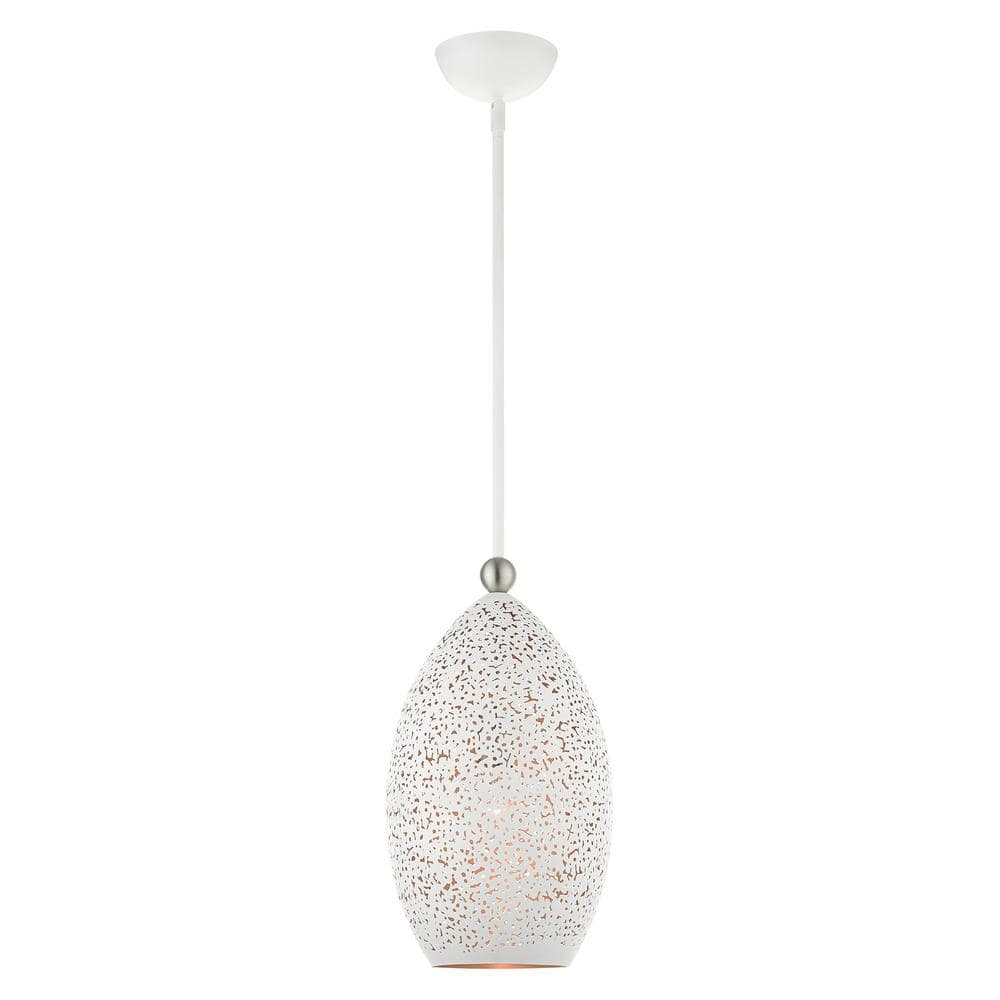 Gillingham 1-Light White with Brushed Nickel Accents Pendant price history on PriceWatchPro