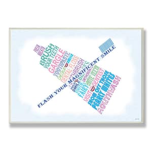 12.5 in. x 18.5 in. "Flash Your Smile Typography Bathroom" by Janet White Printed Wood Wall Art