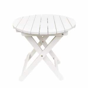 White Round Wood 19 in. H Outdoor Adirondack Portable Folding Side Table