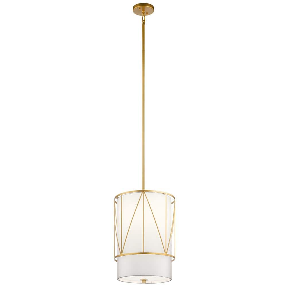 Classic Gold 18.25" Pendant Light with Satin Etched Glass