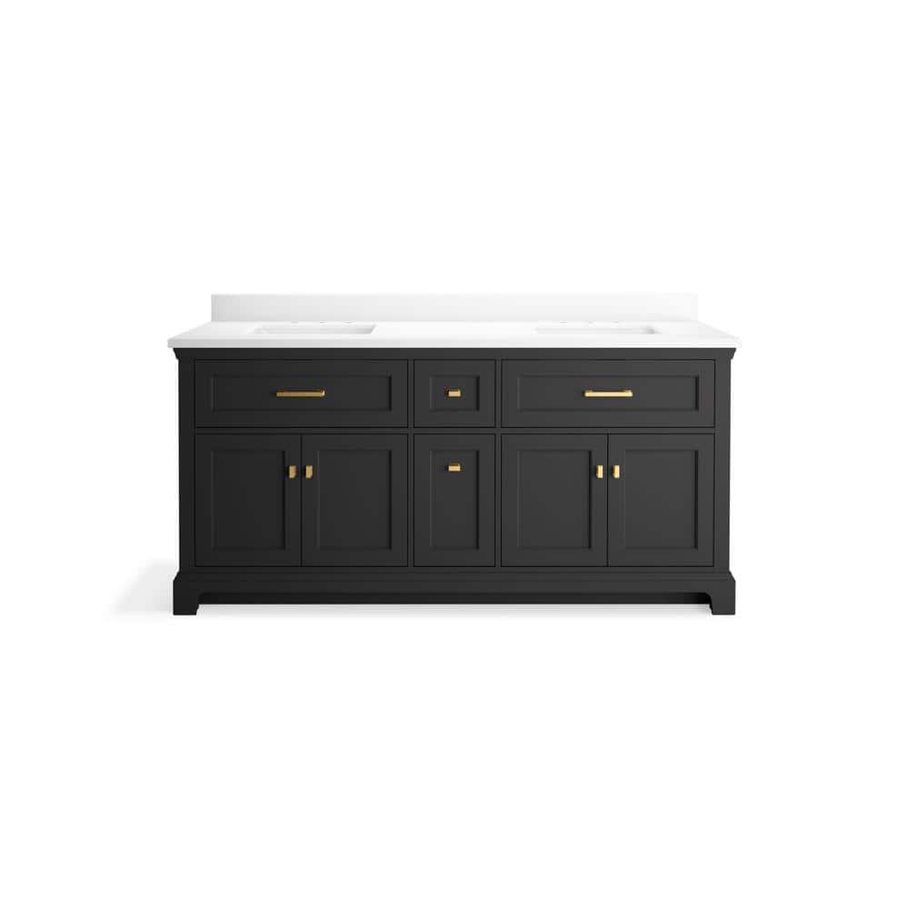 Ferrous Grey Double Sink Freestanding Bathroom Vanity with Quartz Top