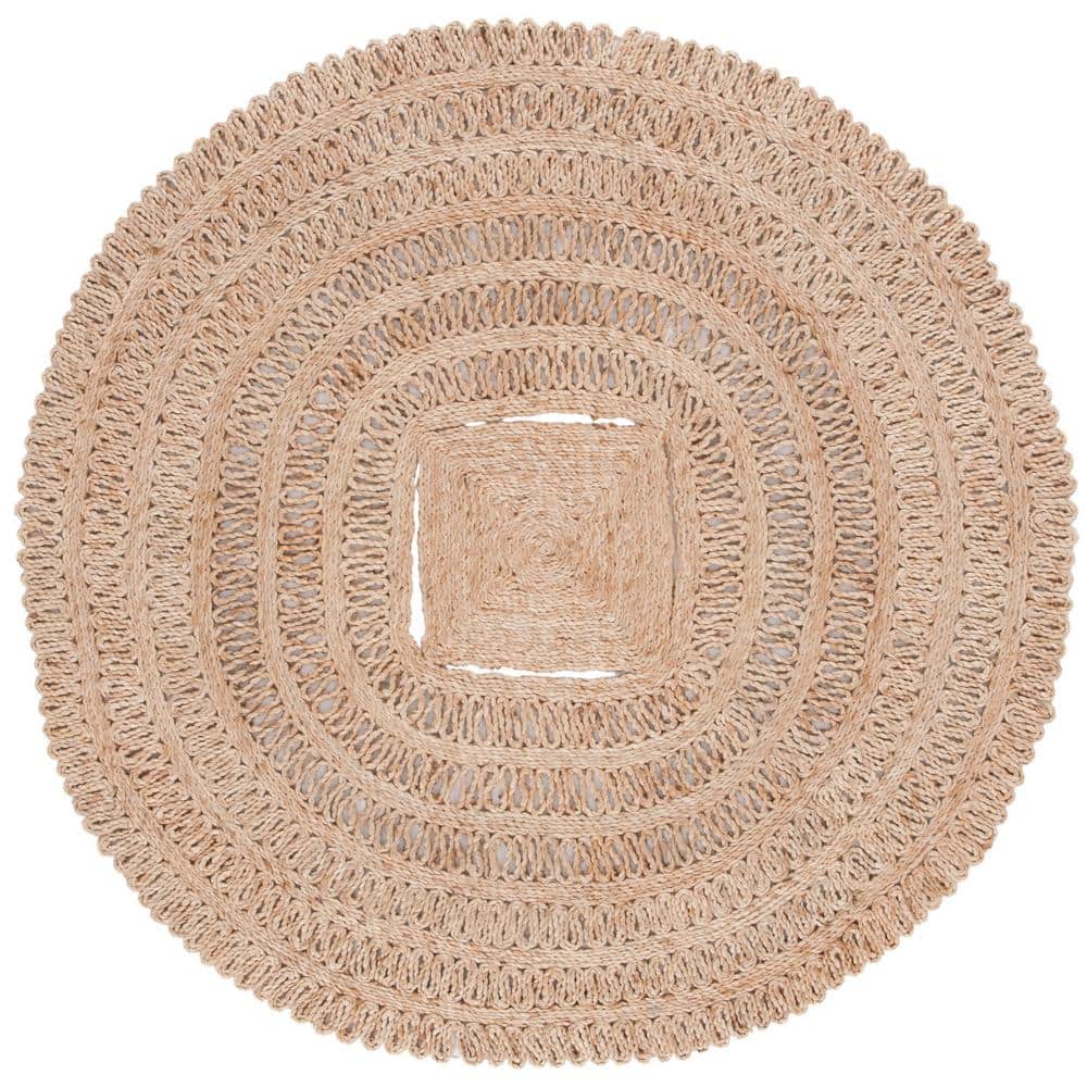 Natural Fiber Beige Doormat 3 ft. x 3 ft. Woven Border Round Area Rug price history on PriceWatchPro