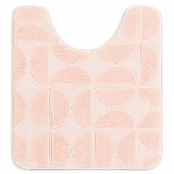 Demi-Lune 19.7 in. x 17.7 in. Blush Pink Embossed Memory Foam U-Shape Contour Bath Rug