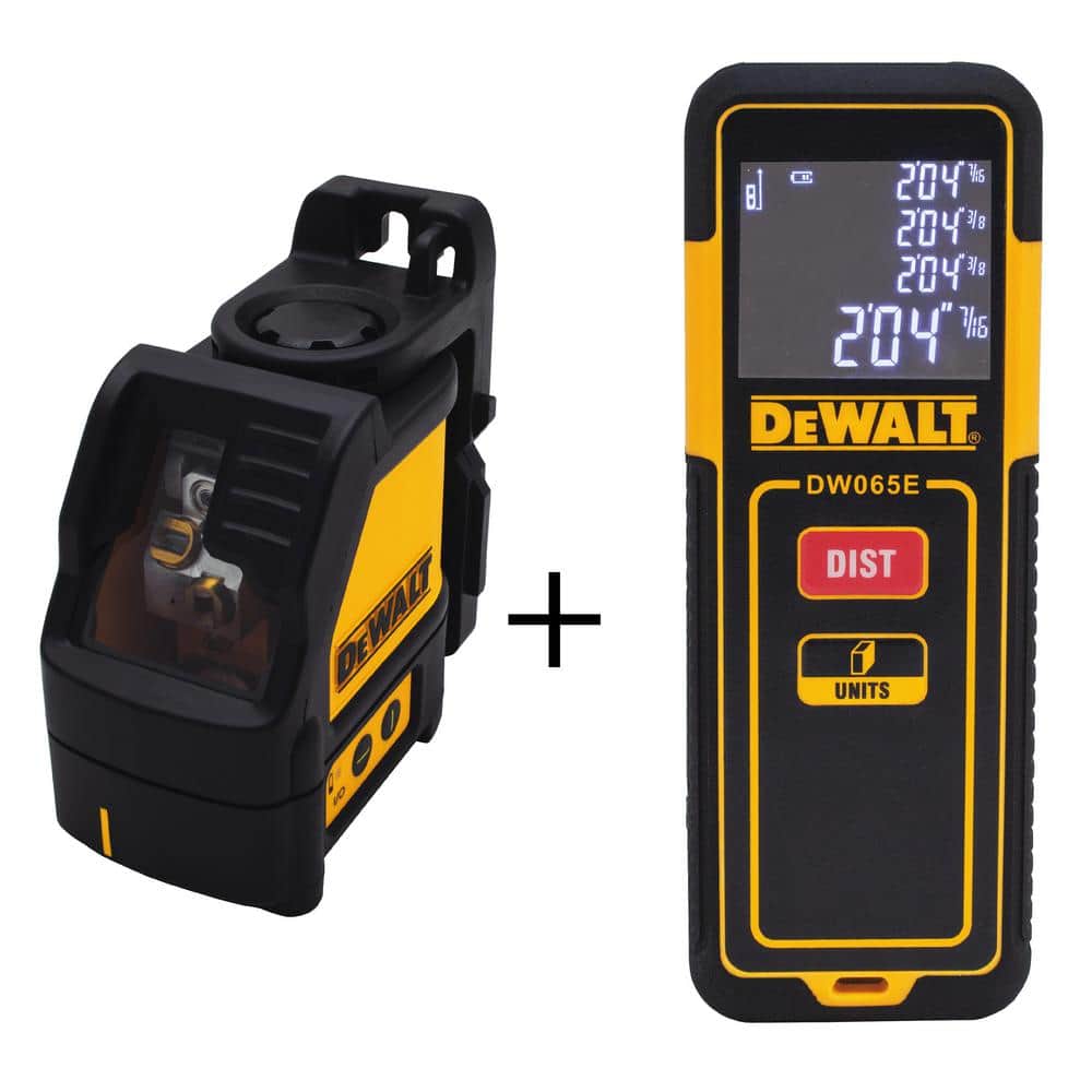 Cross Line Green Laser Level with Bonus 65 ft. Laser Distance Measurer
