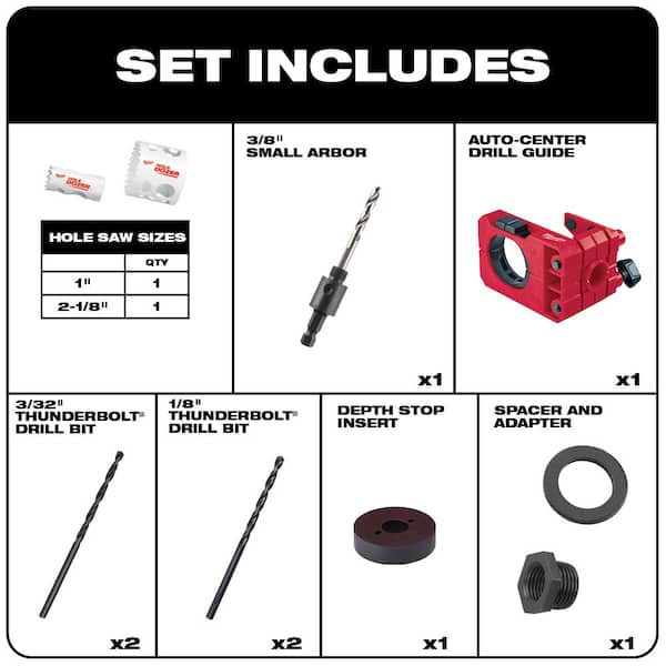 Milwaukee 49-22-4073 1-3/8" 1-3/4" Door Lock and Deadbolt Kit with Hole Saw for sale online 