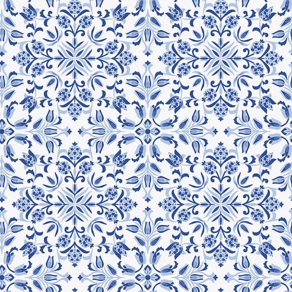 Tempaper Ornamental Tile Lisbon Blue Removable Peel And Stick Vinyl ...