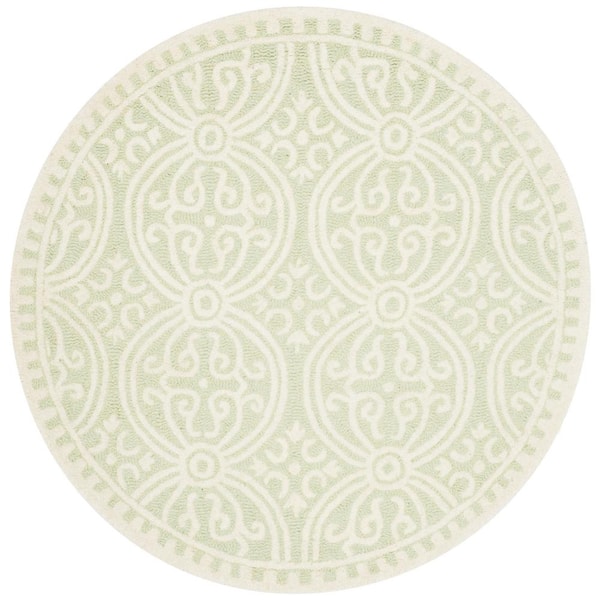 SAFAVIEH Cambridge Light Green/Ivory 8 ft. x 8 ft. Round Geometric Area Rug