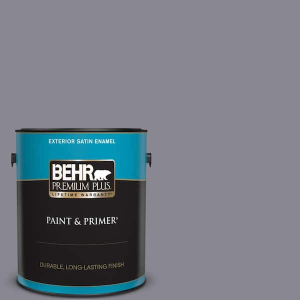 BEHR PREMIUM PLUS 1 gal. #N550-5 Box Office Satin Enamel Exterior Paint & Primer