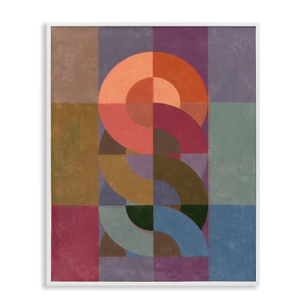 Stupell Industries Retro Interlocking Circles by Victoria Barnes White Framed Abstract Giclee Art Print 20 in. x 16 in.