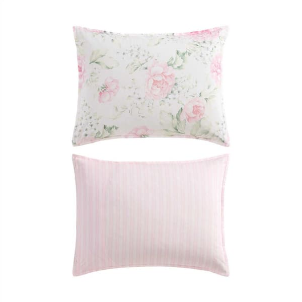 LAURA ASHLEY Serenity Roses Reversible 5-Piece Light Pink Cotton