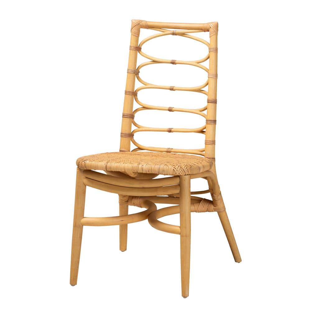 Lisbon Natural Brown Rattan Ladderback Dining Chair