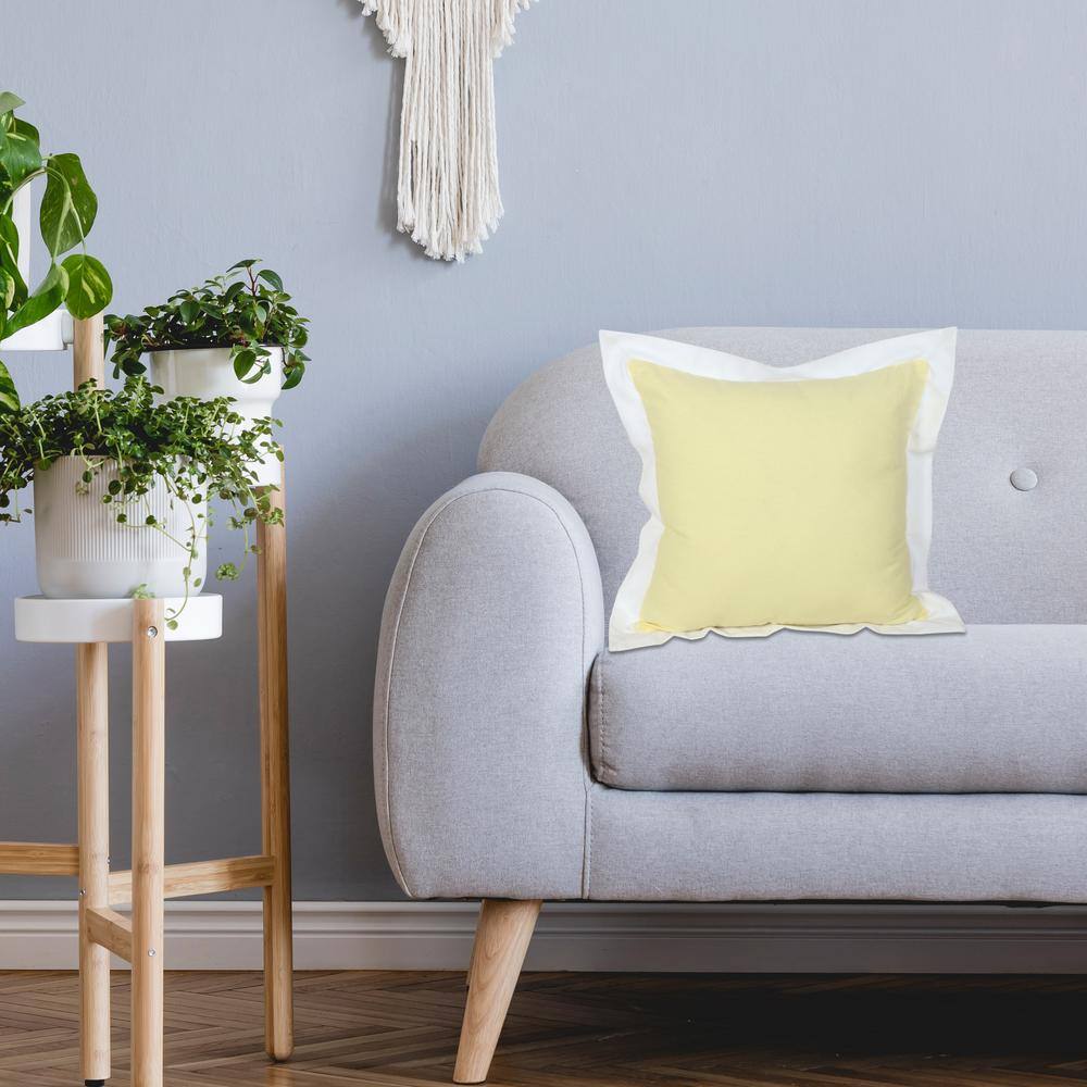 Chic Bordered Light Yellow & White 20" Throw Pillow
