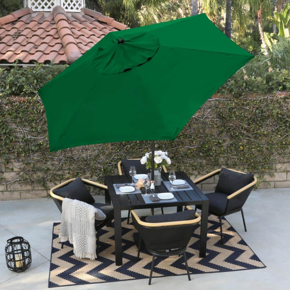 Hunter Green 9-Foot Steel Market Patio Umbrella with Tilt