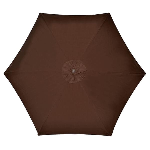 Hampton Bay 9 ft. Wood Patio Umbrella in Brown