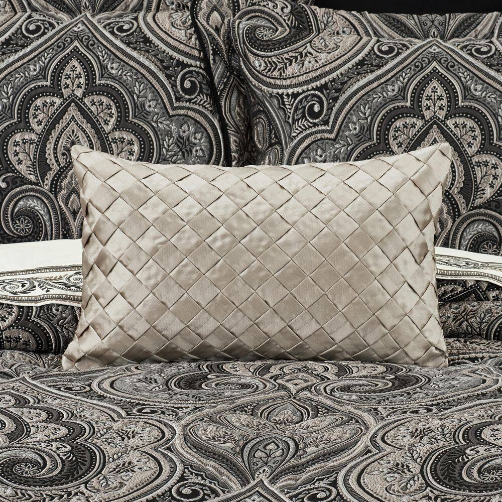 Dalton Taupe Satin Braided Boudoir Decorative Throw Pillow