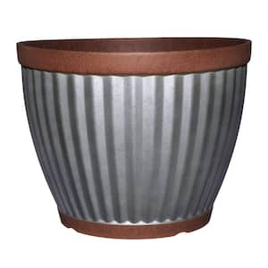 Spokane 16 in. Galvanized Resin Planter with Copper Rim