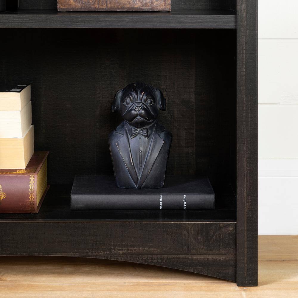 Elegant Rubbed Black Wood Adjustable 4-Shelf Bookcase