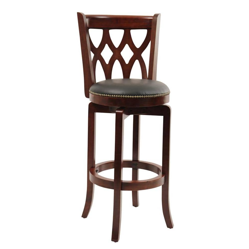 Boraam Cathedral 29 In Cherry Swivel Cushioned Bar Stool 40329 The Home Depot