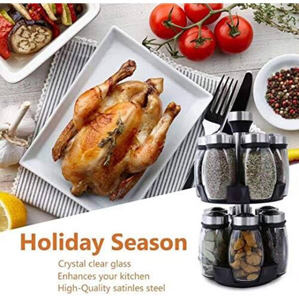 Lynzavix 1-Shelf Stainless Steel Countertop Rotating Spice Rack