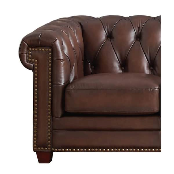 Furniture of America Chapmin 69.5 in. Dark Brown Faux Leather 2-Seat  Loveseat with Cup Holders IDF-9906-LV - The Home Depot