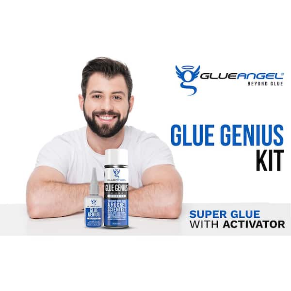  GlueAngel CA Glue with Activator - All Purpose Clear Super Glue  for DIY, Crafts, Instant Repair - Adhesive and Spray Accelerator for Wood,  Ceramic, Metal, Leather, Fabric, Boot, Sole Repair 