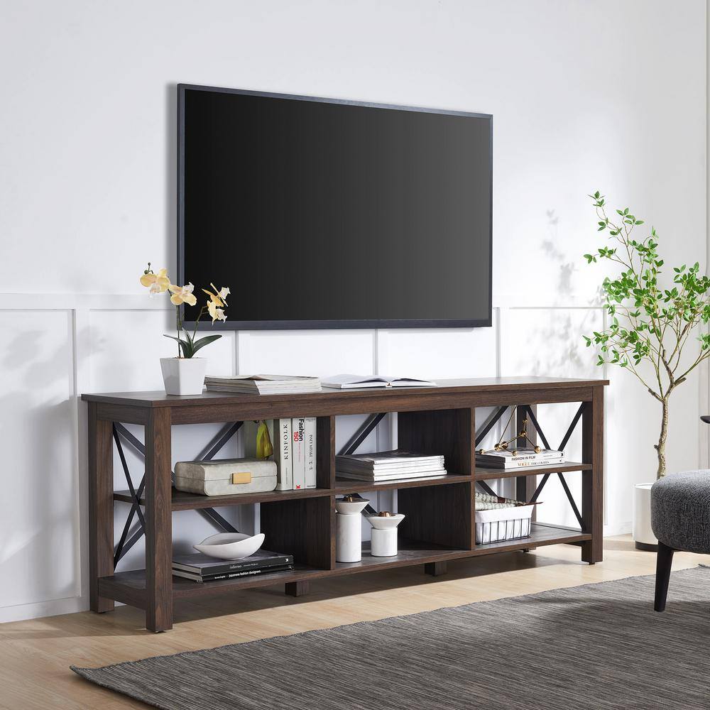 Sawyer 68" Alder Brown Metal Frame TV Stand