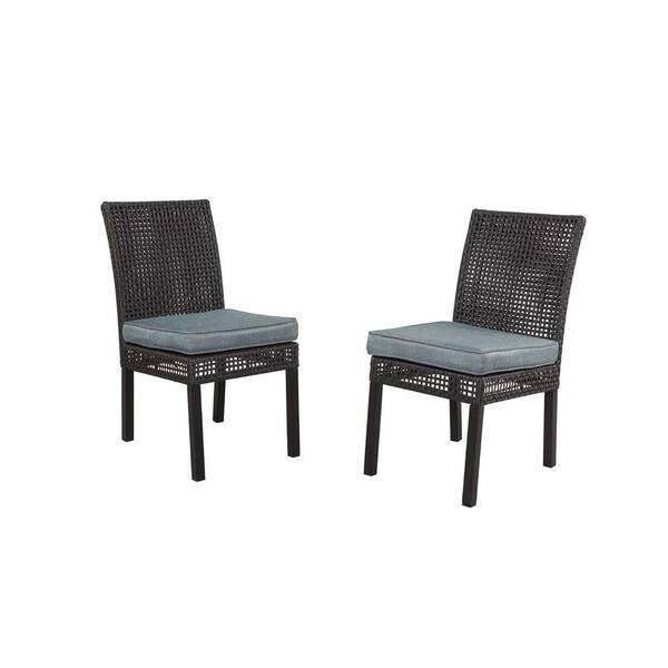 Hampton Bay Fenton Patio Dining Chair with Peacock and Java Cushion (2-Pack)