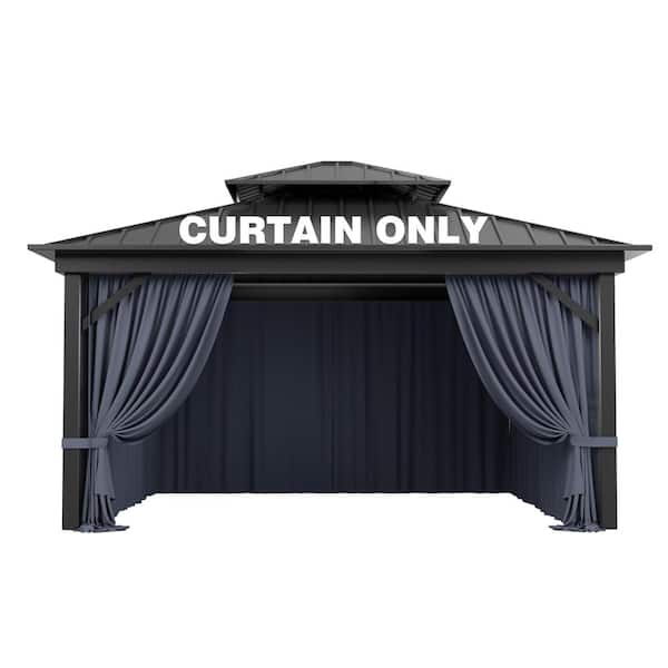 10 ft. x 13 ft. Universal Outdoor Privacy Curtains, Gazebo Curtain Replacement with Zipper Navy (4-Side Curtain Only)