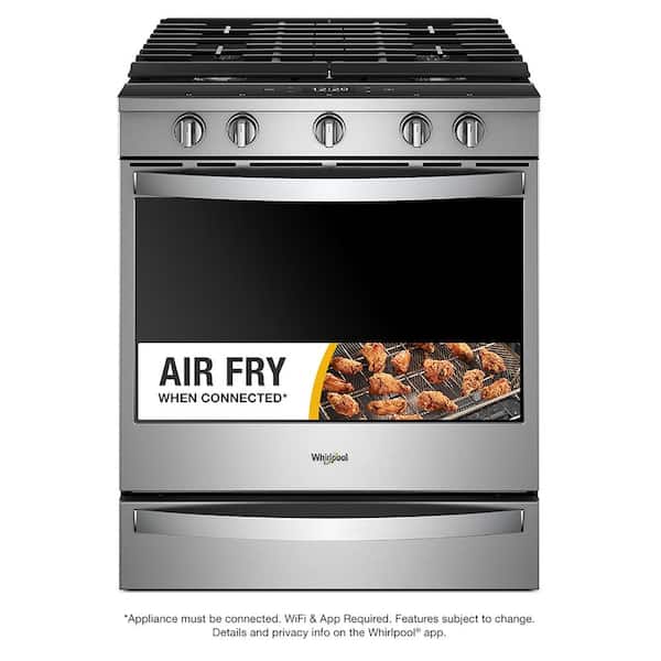 Whirlpool 5.8 cu. ft. Smart Slide-In Gas Range with Air Fry, When Connected in Resistant Stainless Steel