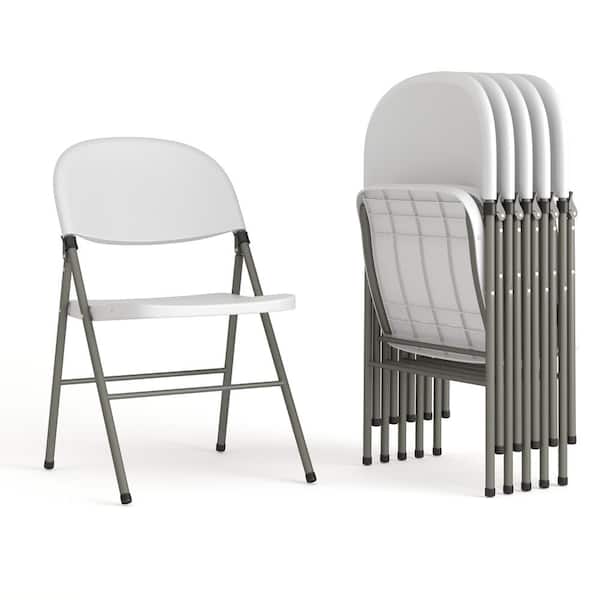Carnegy Avenue White Hercules Series Plastic Folding Event Chairs with Textured Seats, Lightweight Plastic Folding Chairs (Set of 6)