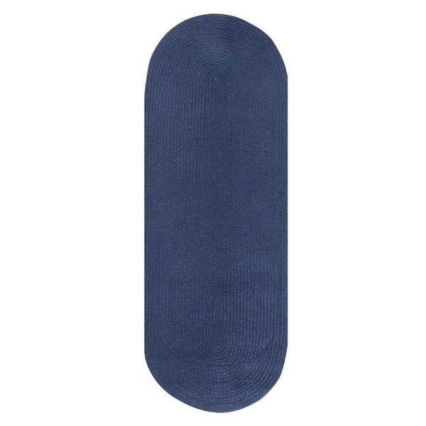 Better Trends Country Braid Collection Dark Blue Solid 24" x 108" Runner Rug 100% Polypropylene Reversible Solid