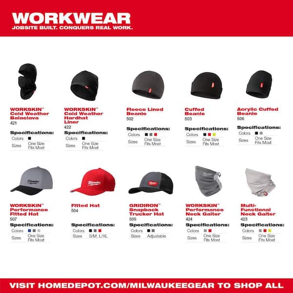 - Gray, Milwaukee Home The Small/Medium Hats Red Fitted 504BGR-SM (3-Pack) Black, Depot