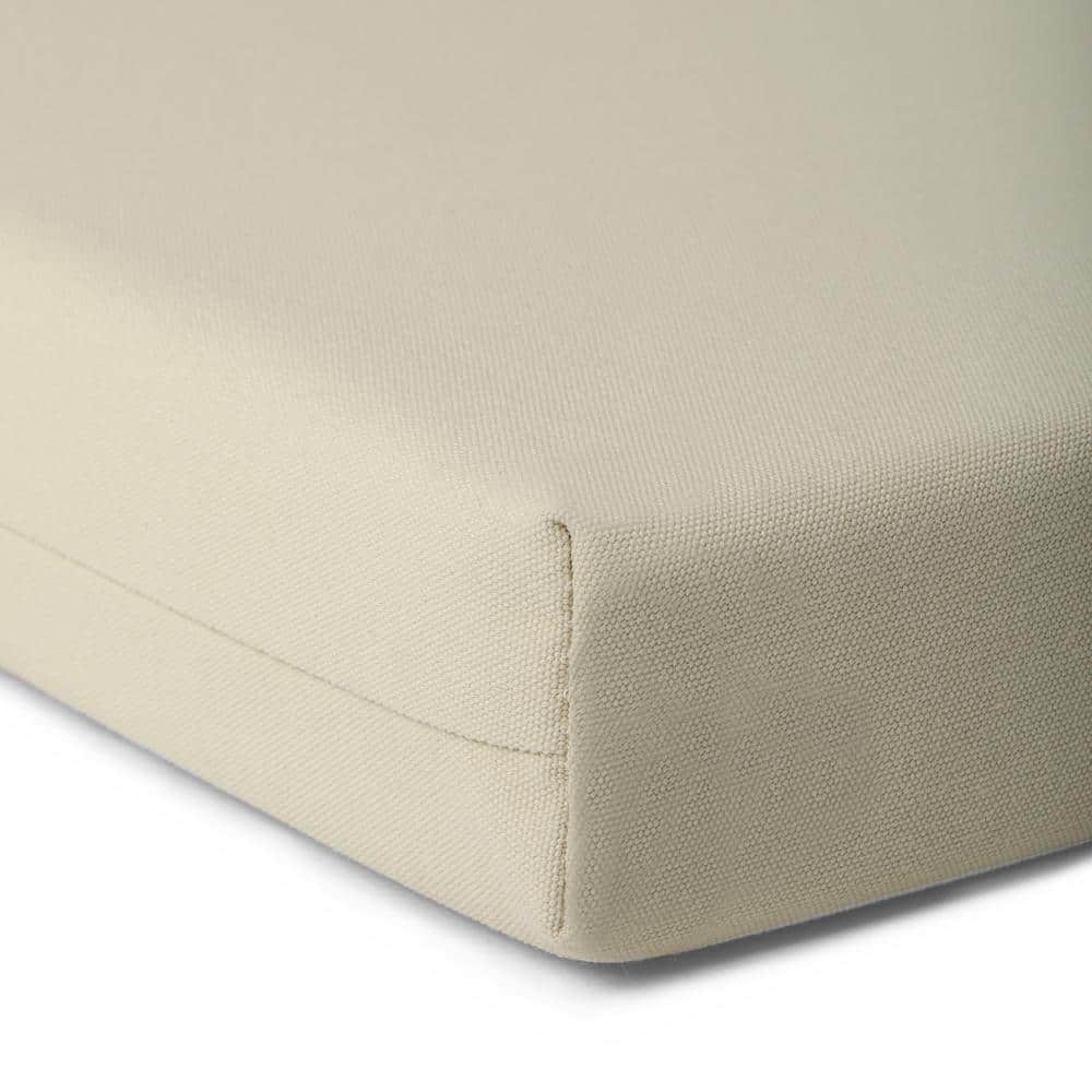 Set of 4 Beige Outdoor Dining Chair Cushions with Ties