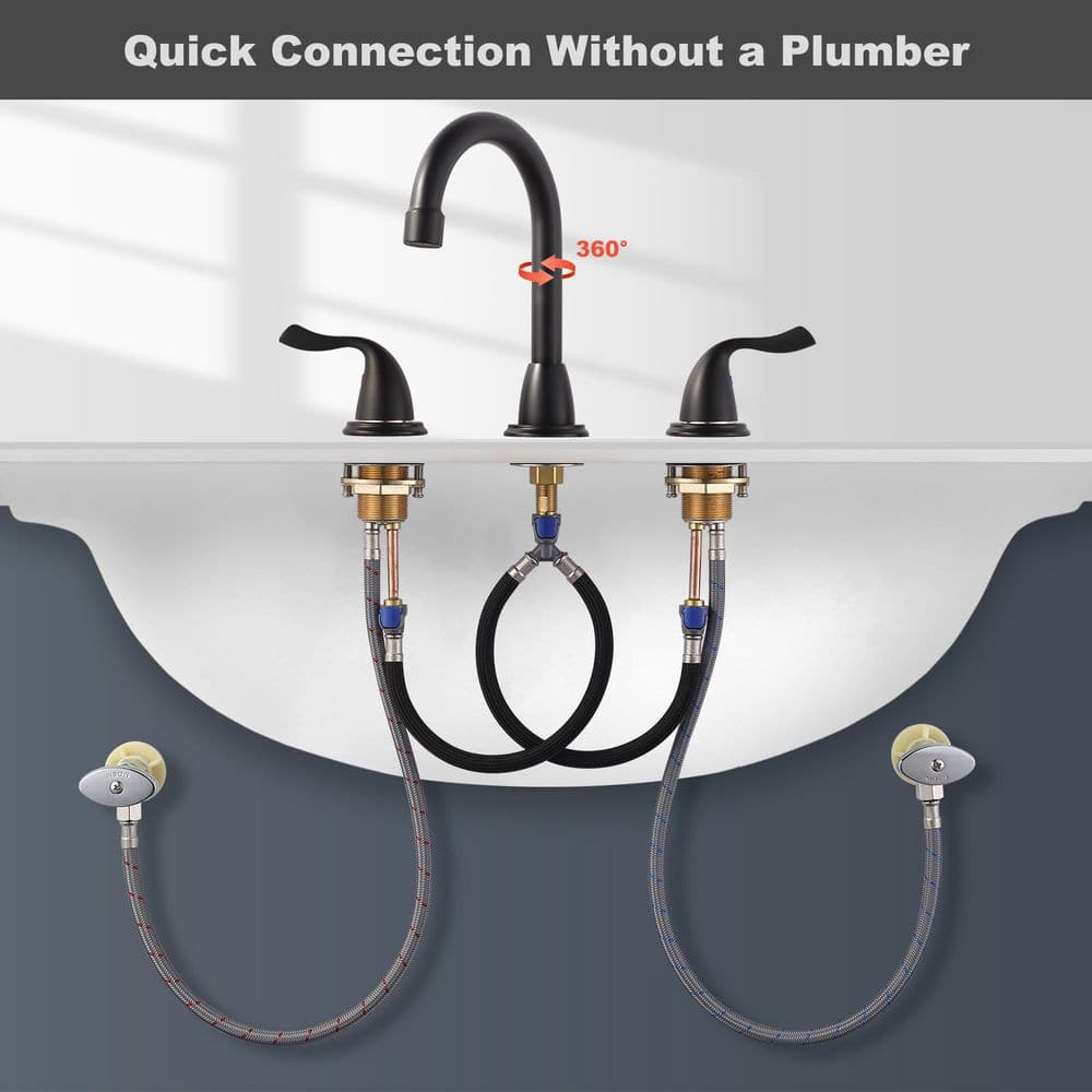 Matte Black 8-Inch Widespread Double Handle Bathroom Faucet