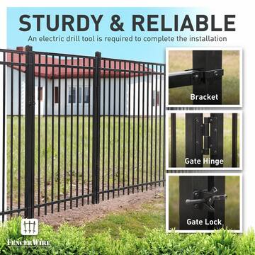 Fencer Wire 4 ft. x 4 ft. Flat Top Anti-Rust Metal Fence Gate, Decorative Garden Gate (Single set) FPSG14-B4X4F-AD