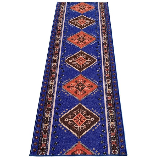Southwestern Blue 26 in. W x 5 ft. L RunnerRug/Stair Runner 11 sq. ft.