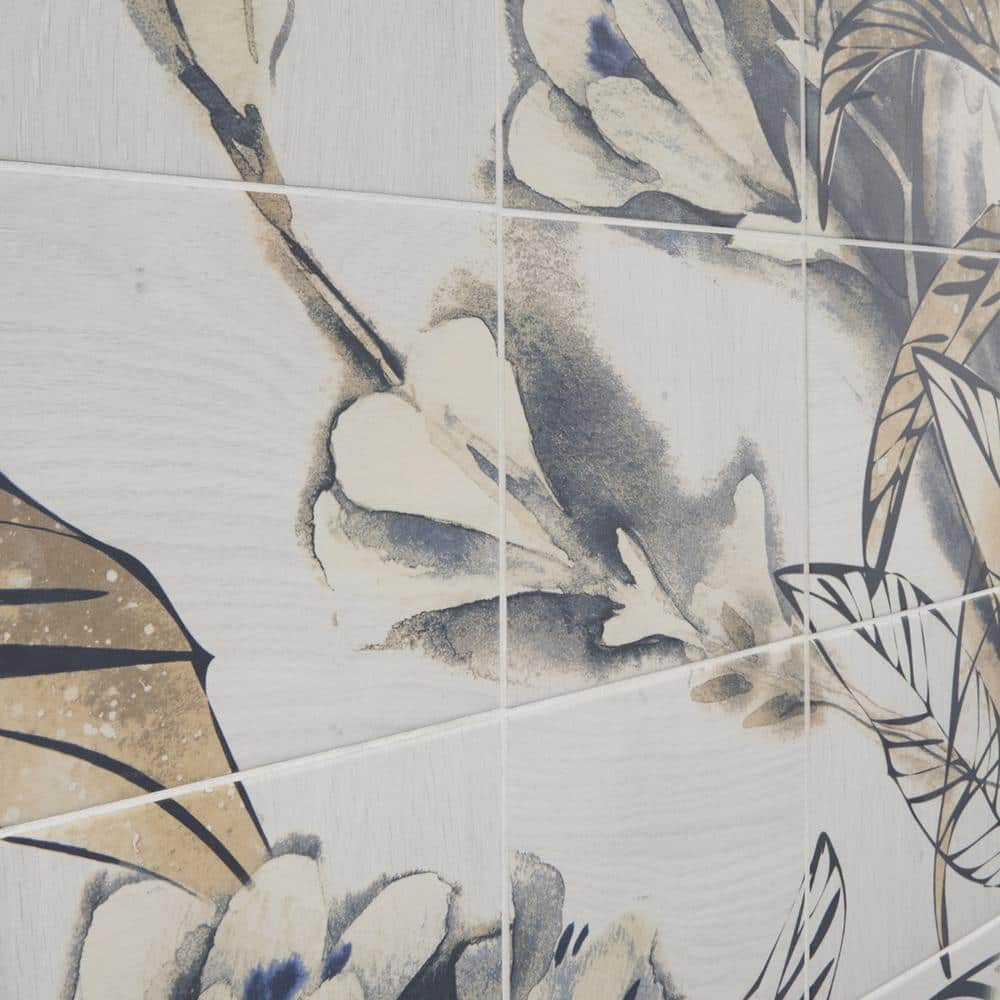Angela Harris 8" Multicolor Matte Porcelain Botanical Mural Tile