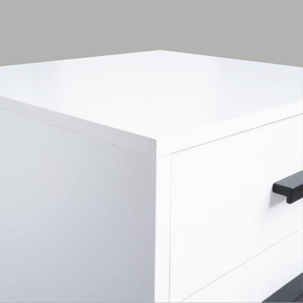 HOMESTOCK 46.16 in. 5-Drawer White Wood in W Engineered Wood