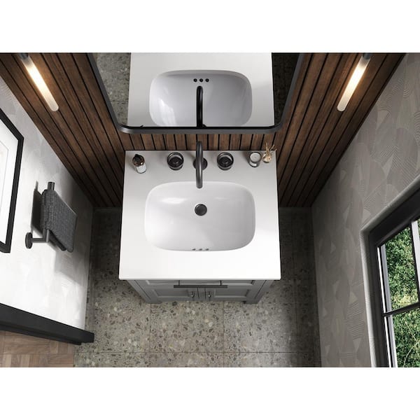 Essential 24 in. W x 36 in. H Rectangular Framed Wall Mount Bathroom Vanity Mirror in Matte Black