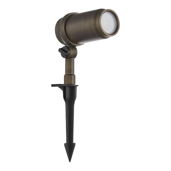 Hampton Bay 400 Lumen Low Voltage Antique Brass Integrated LED Adjustable Beam Outdoor Spotlight