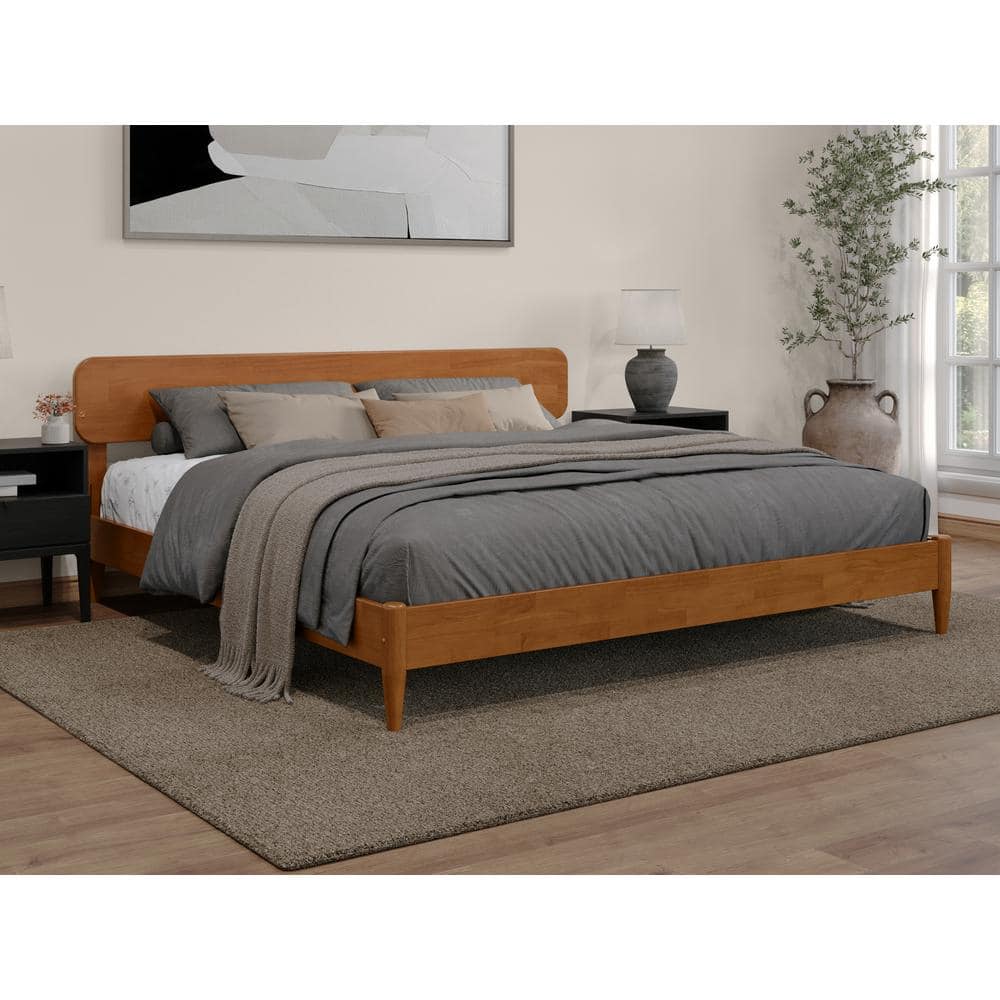 AFI Florence Light Toffee Natural Bronze Solid Wood Frame King Low ... - Mineral King Low Profile Platform Bed