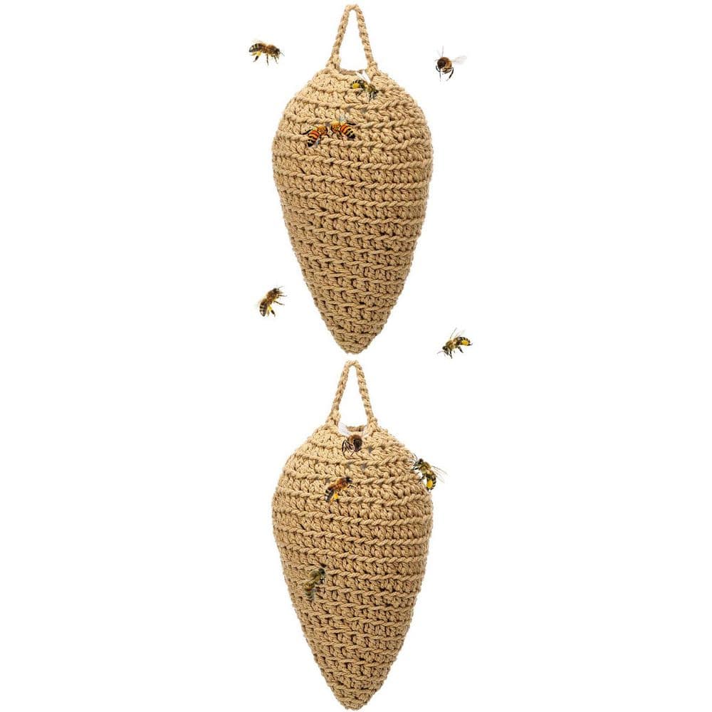 Outdoor Wasp Decoy Trap with Crochet Cotton Yarn Hanging Deterrent Easy Use for Garden Patio Beige 2-Pack price history on PriceWatchPro