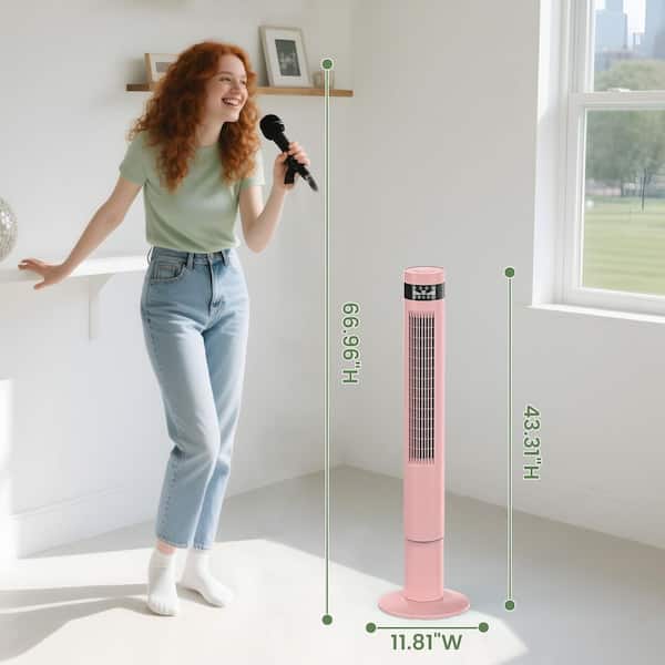 Antarctic Star 43.31 in. 3-Speed 11.81 in. W Tower Fan in Pink 85
