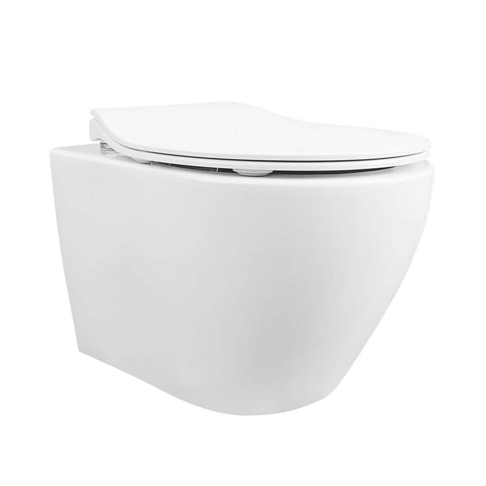 White Ceramic Elongated Wall Mounted Dual Flush Toilet