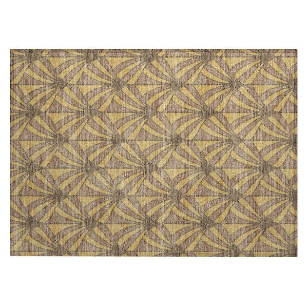 Chantille Machine Washable Indoor/Outdoor Abstract ACN2426 Gold 2 ft. x 3 ft. Accent Rug