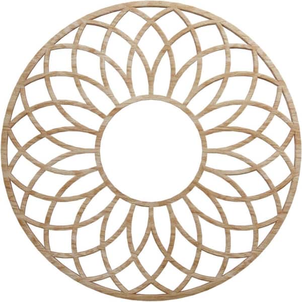 Ekena Millwork 20 in. x 20 in. x 1/4 in. Cannes Wood Fretwork Pierced Ceiling Medallion, Red Oak
